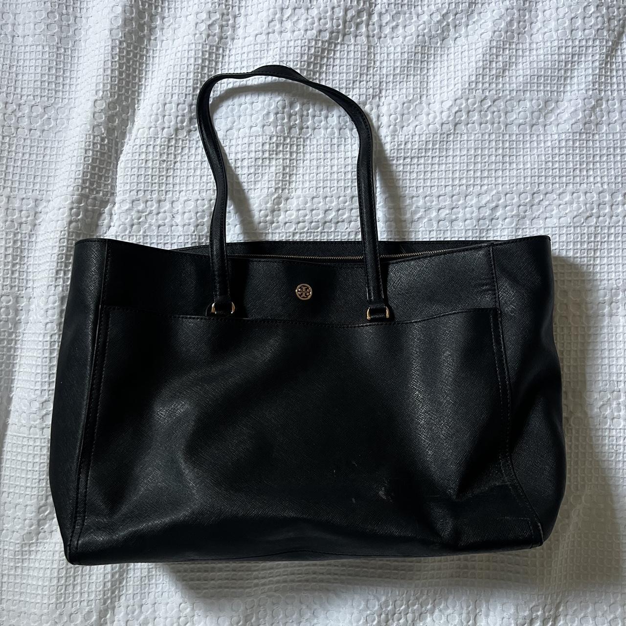 Tory Burch, Bags, Tory Burch Large Black Saffiano Leather Tote Bag