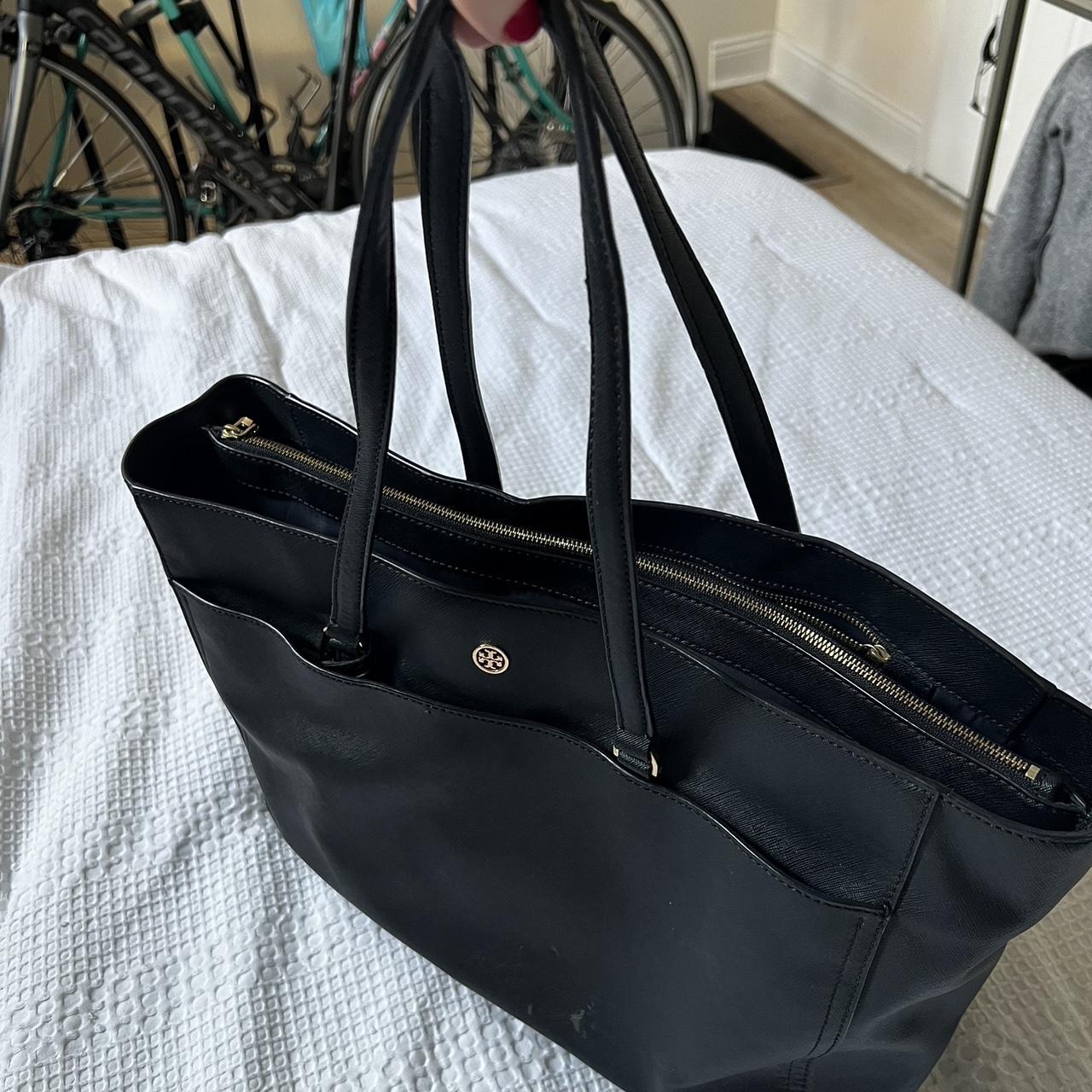 Large Tory Burch black saffiano leather laptop work | Depop