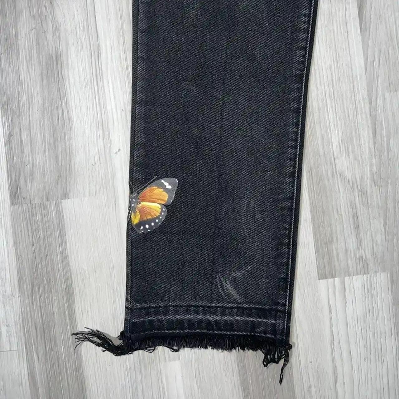 MNML Gray Denim Butterfly Jeans Size 34 Depop