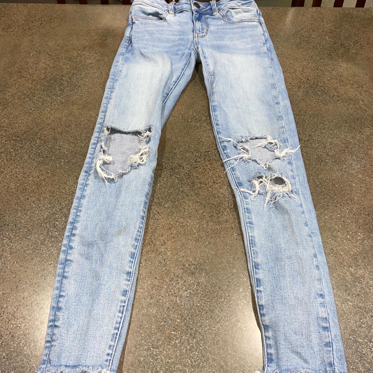 American eagle women’s jeans size 00, small stain... - Depop