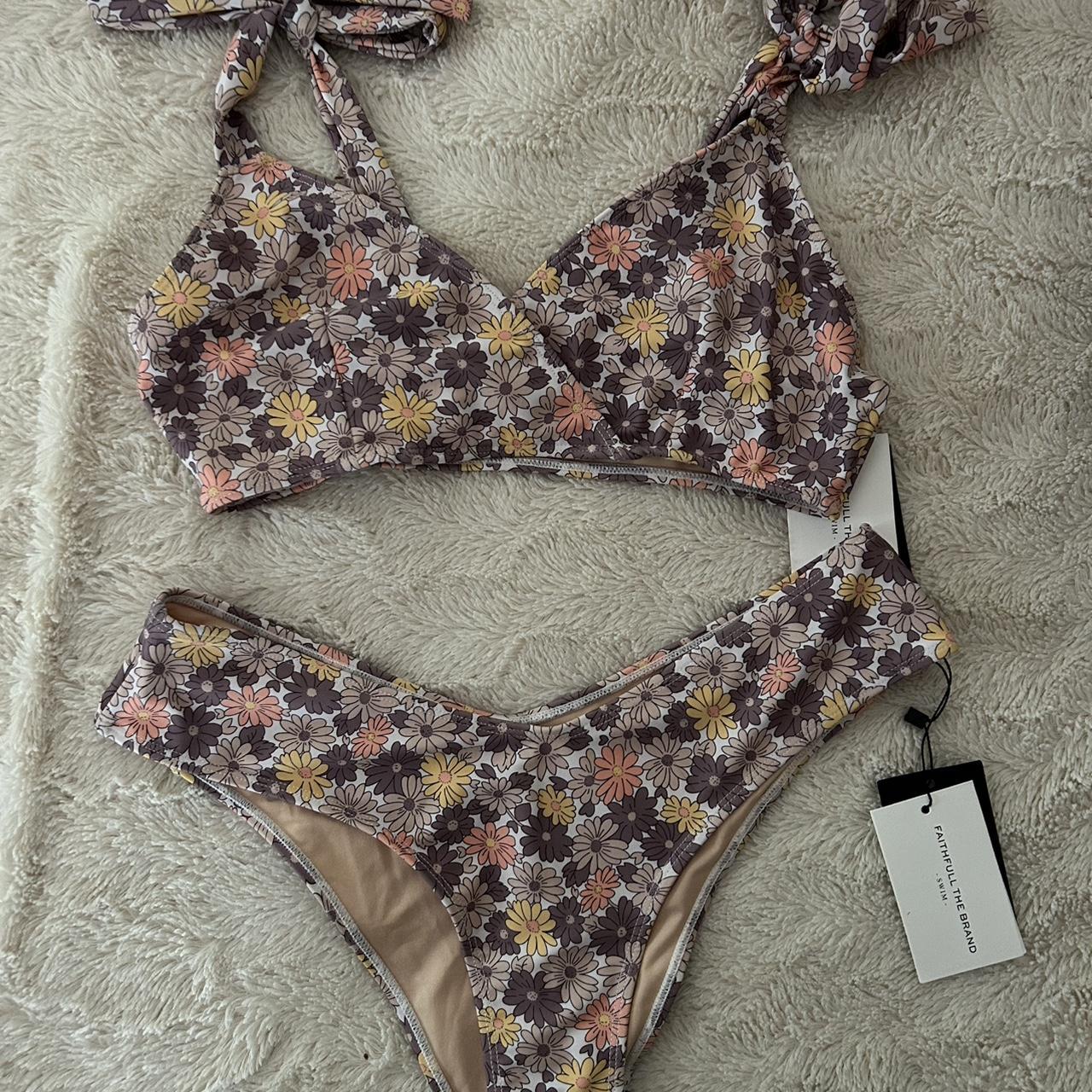 faithful the brand floral tie strap bikini🌼 1970’s... - Depop