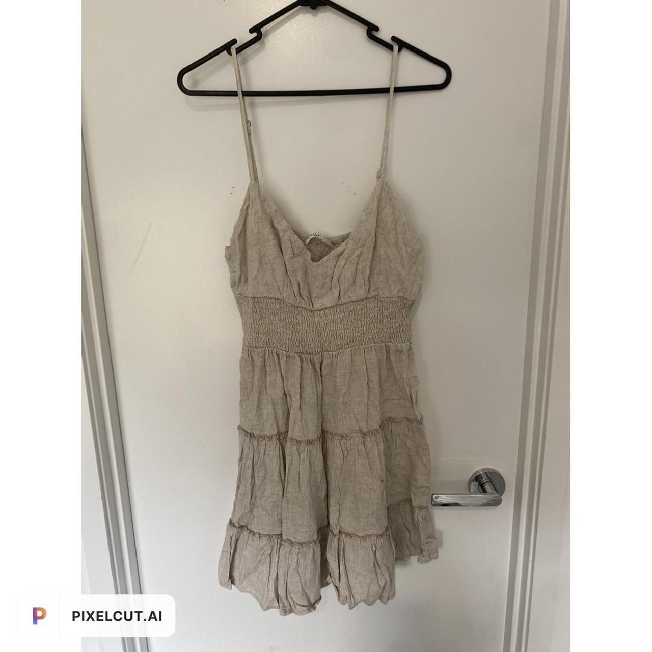 Cream linen style mini dress Happy to do discount... - Depop