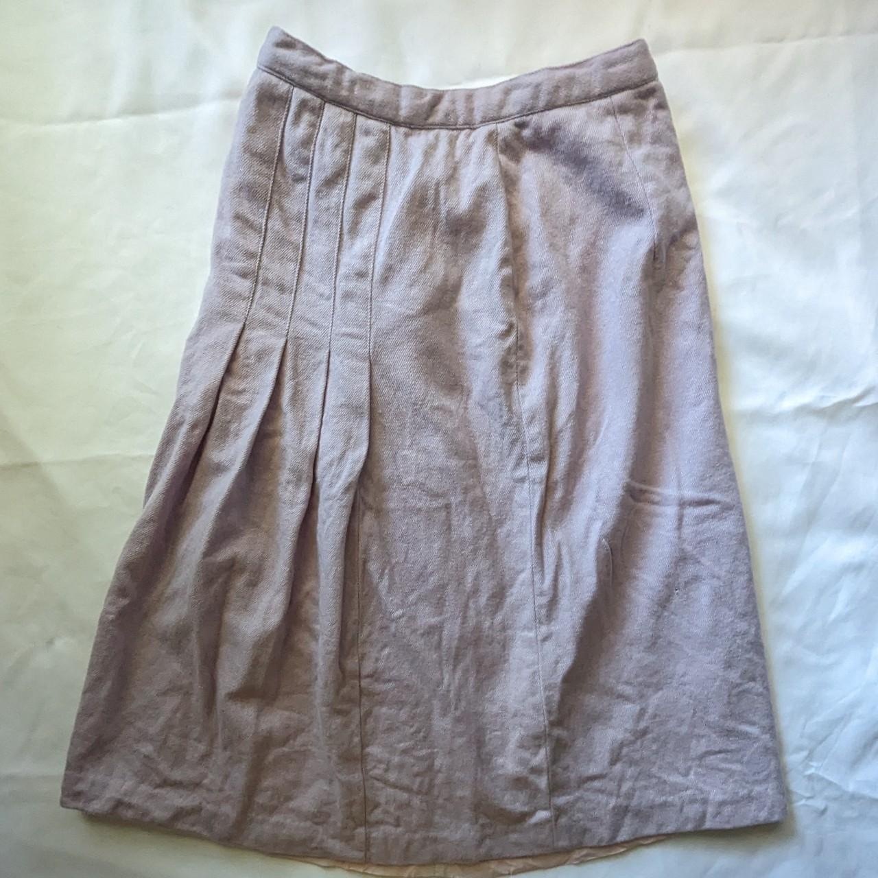•Pastel purple pleated calf length skirt Size:... - Depop