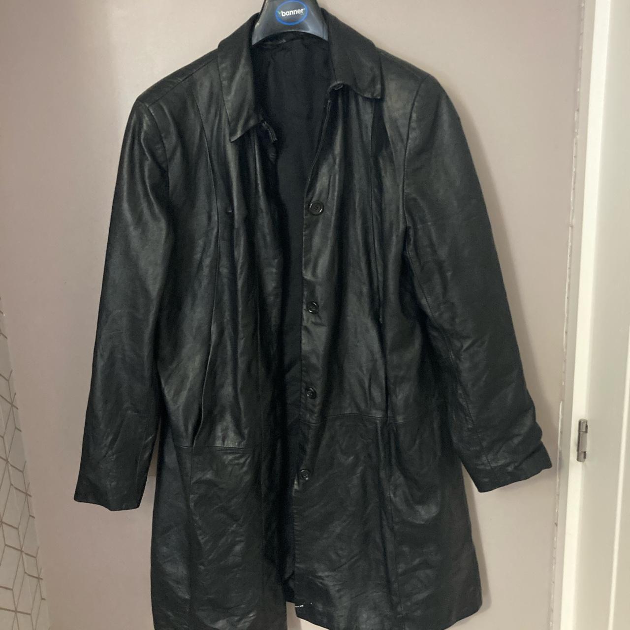 100% real leather jacket marks and spencers vintage... - Depop