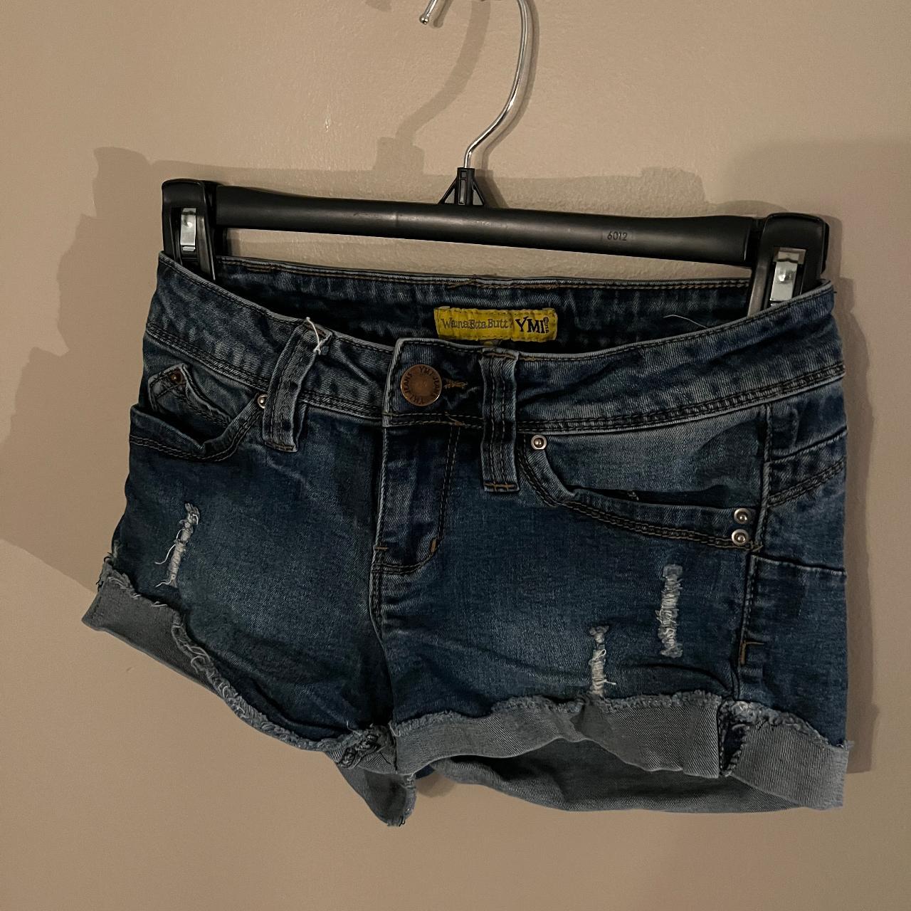 Ymi Dark Wash Cuffed Denim Shorts Depop