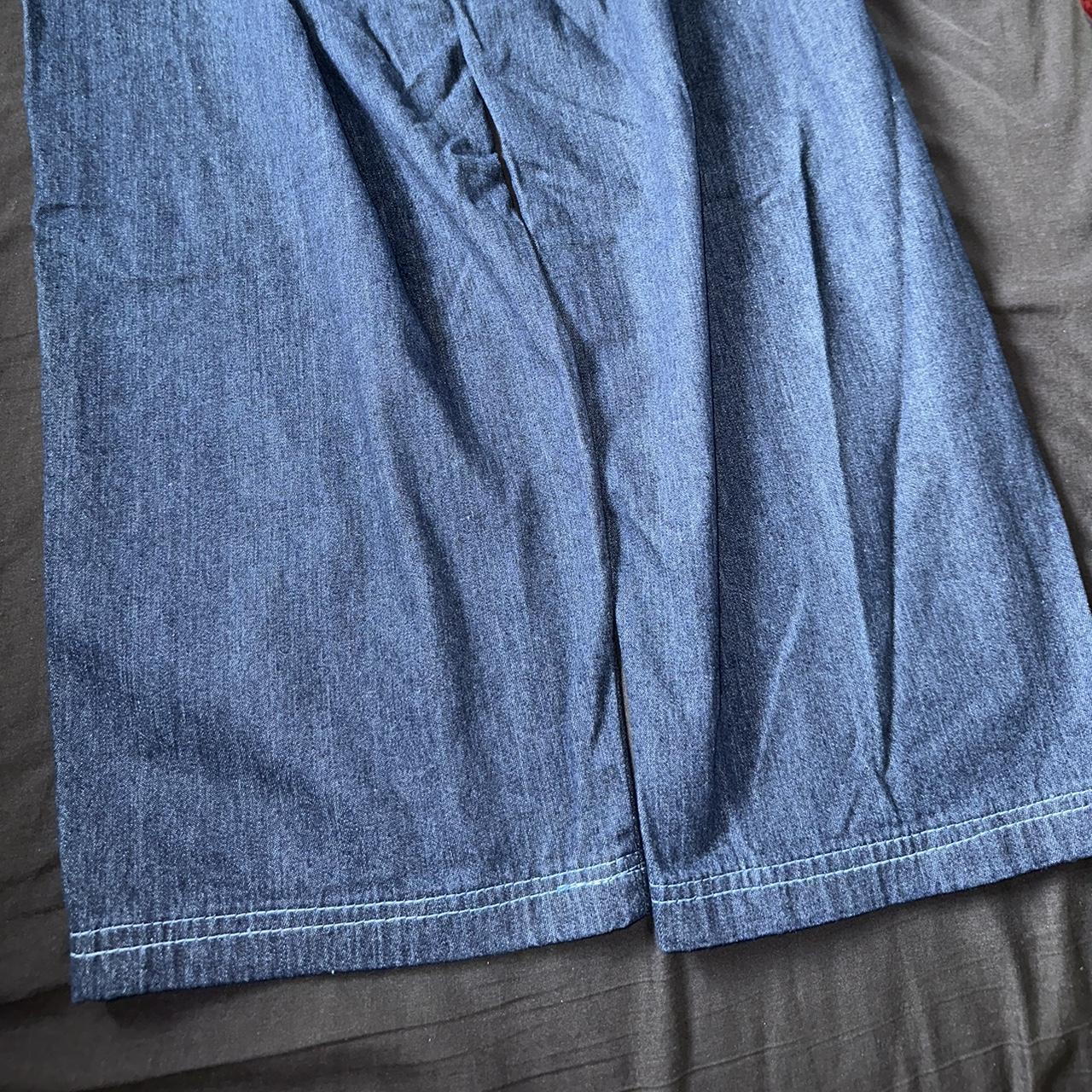 Blue dragon stitched loose fitting jeans, 34 / Medium - Depop