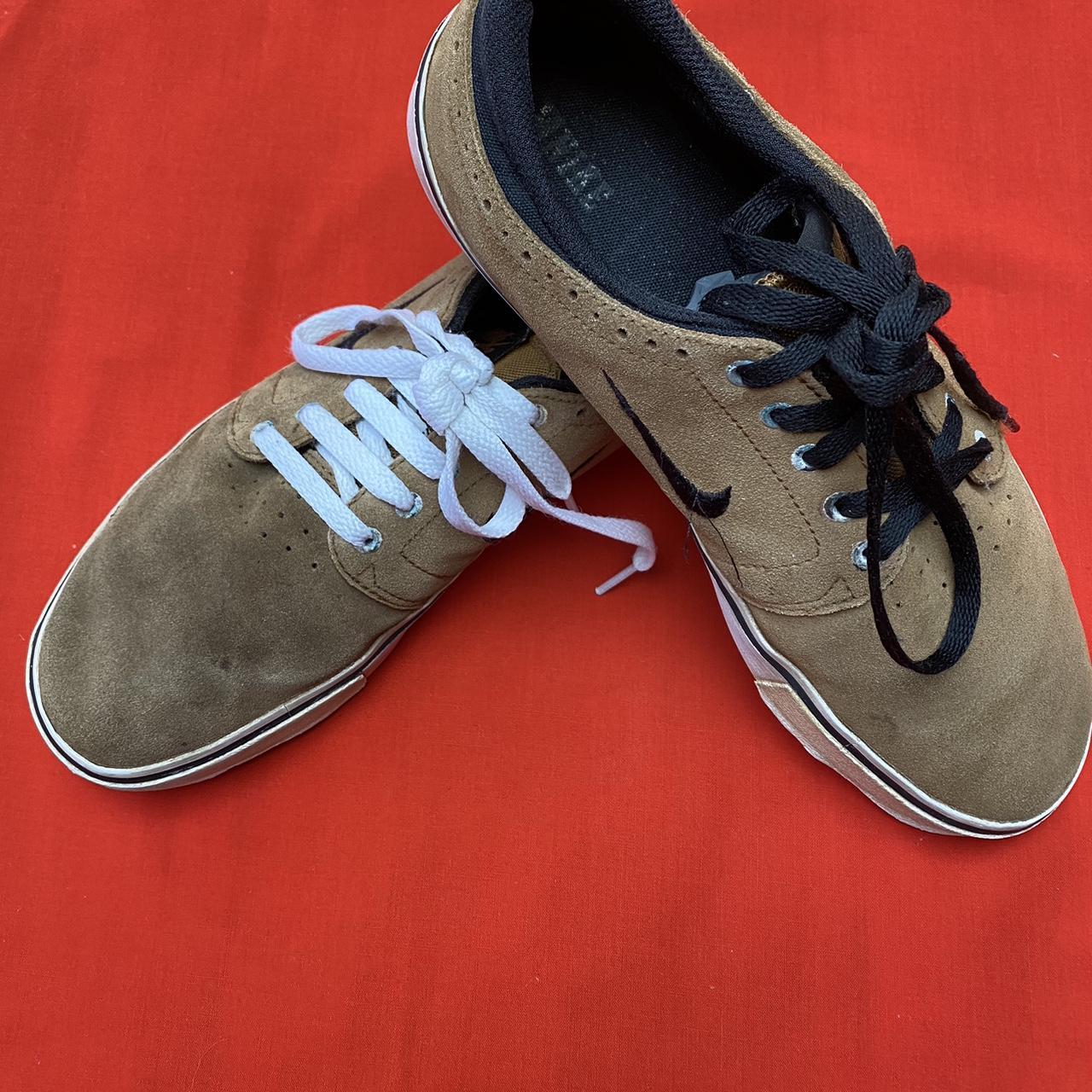 Retro Camel coloured suede Nike SB skate shoe with. Depop