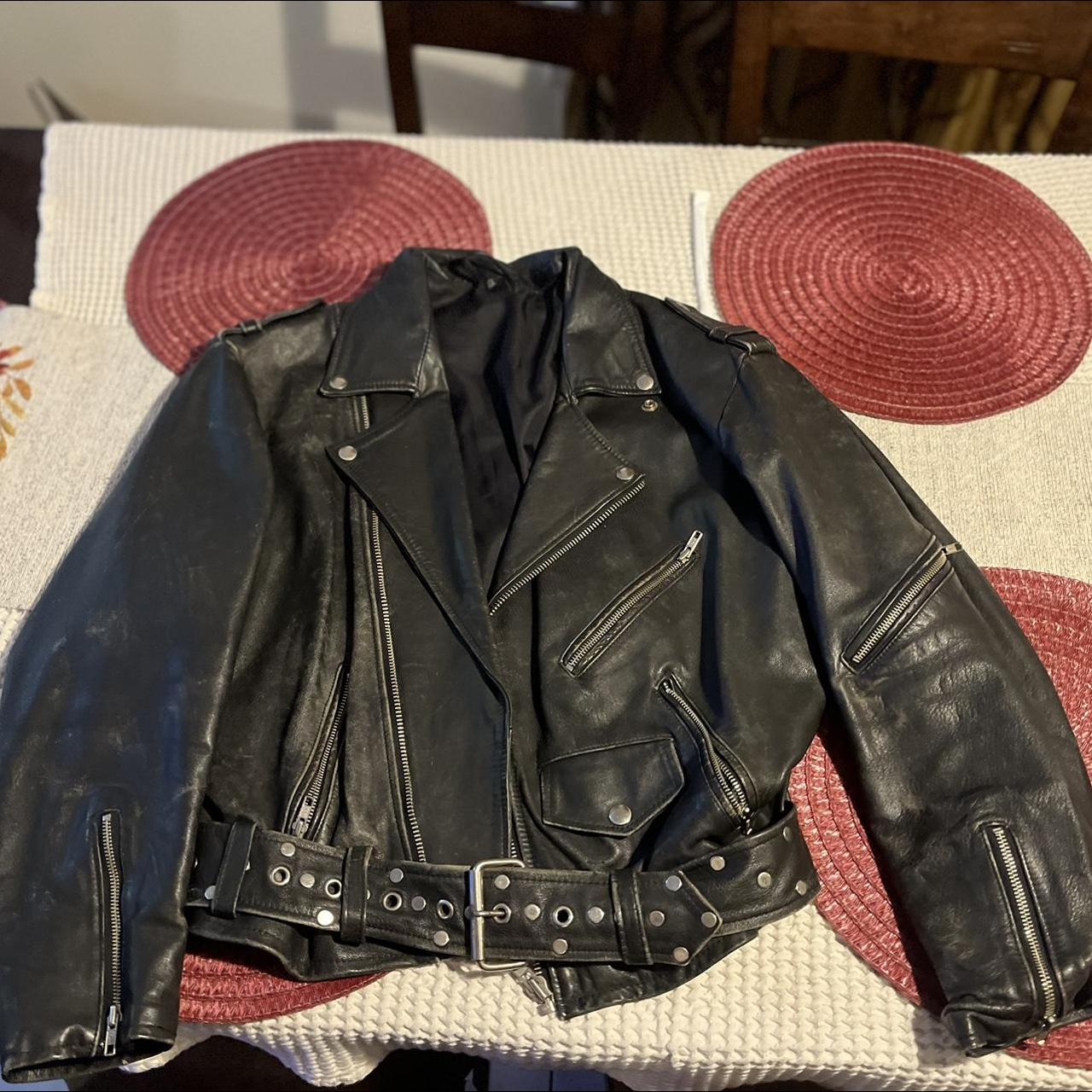 Biker Leather Jacket Size L Fair condition - Depop