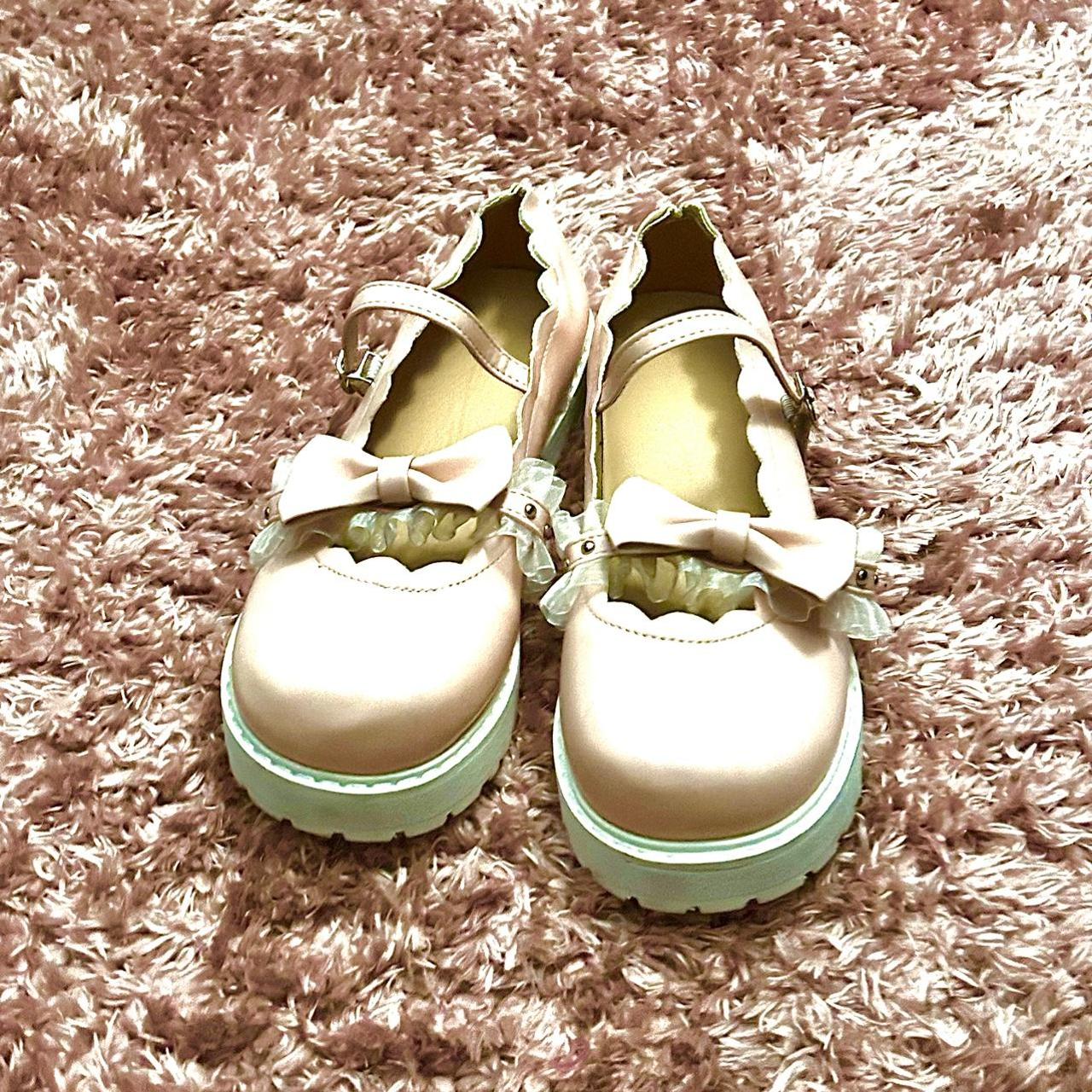 Pastel Pink Lolita shoes barely worn good fit was... - Depop