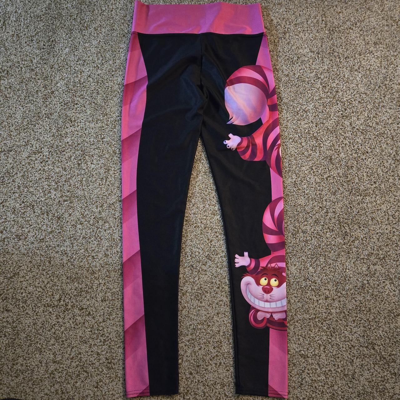 Pink black double Cheshire Cat leggings. Size XL. Depop