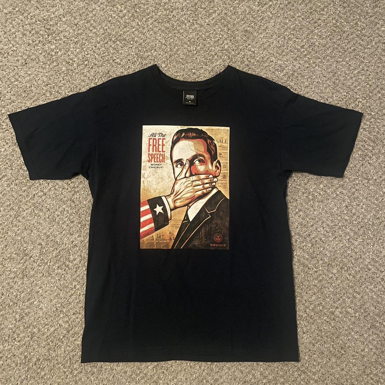 Obey “ALL THE FREE SPEECH MONEY CAN BUY” Size Medium... - Depop