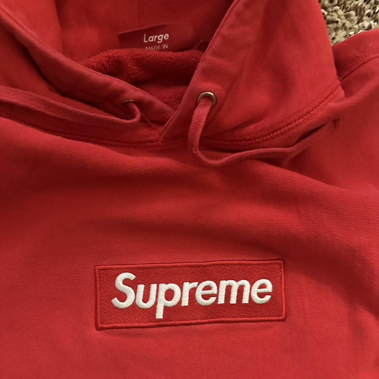 RARE F/W16 Supreme Box Logo Hoodie in Red! Stains... - Depop