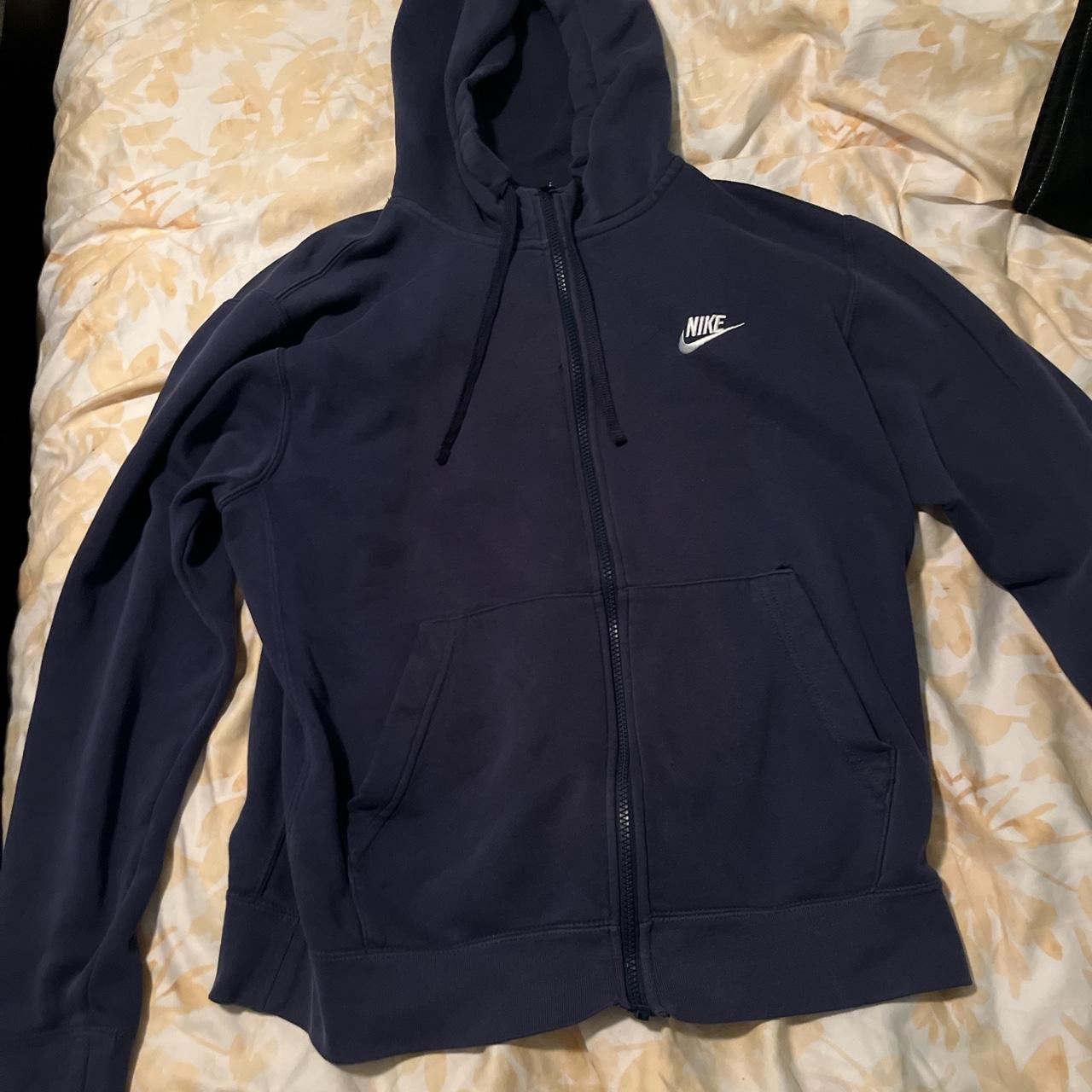 Navy blue zip up nike hoodie Men’s Small - Depop