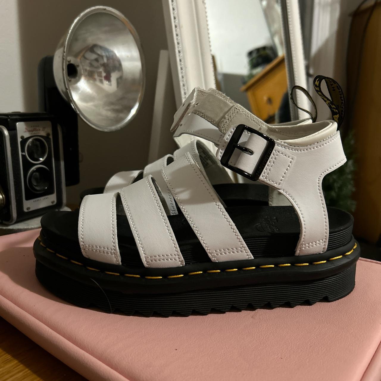 Platform white Dr.Marten sandals Size 6, but fit... Depop