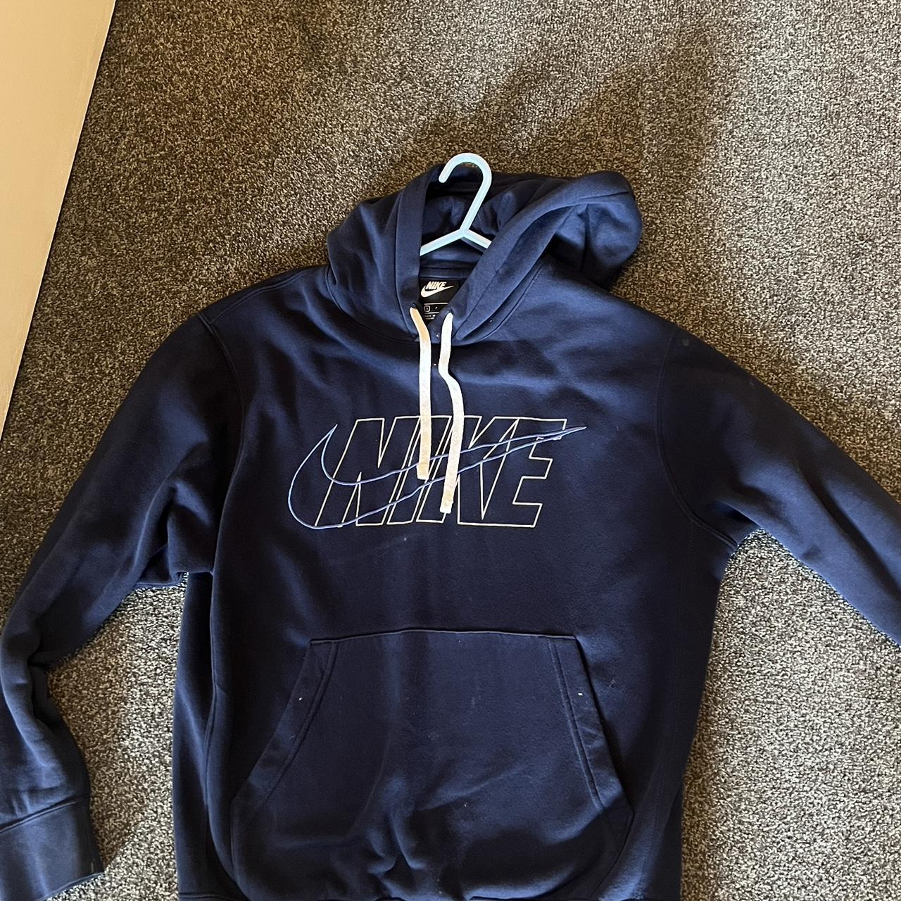 Navy Nike club hoodie! Perfect condition size s - Depop