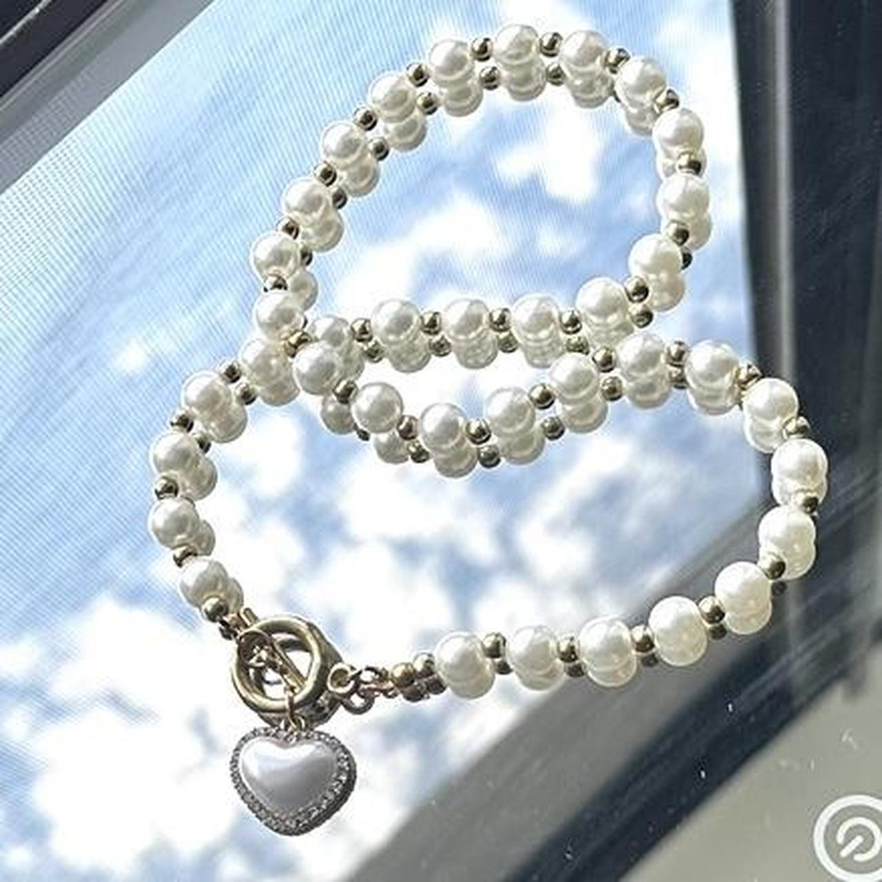 Heart Pearl Necklace cider coquette pearlnecklace Depop