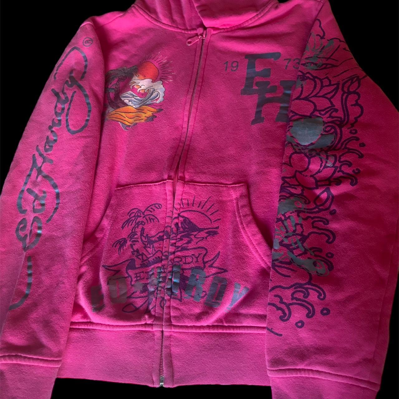 Kids ed hardy pink zip up Fits( xs to medium ) | Depop