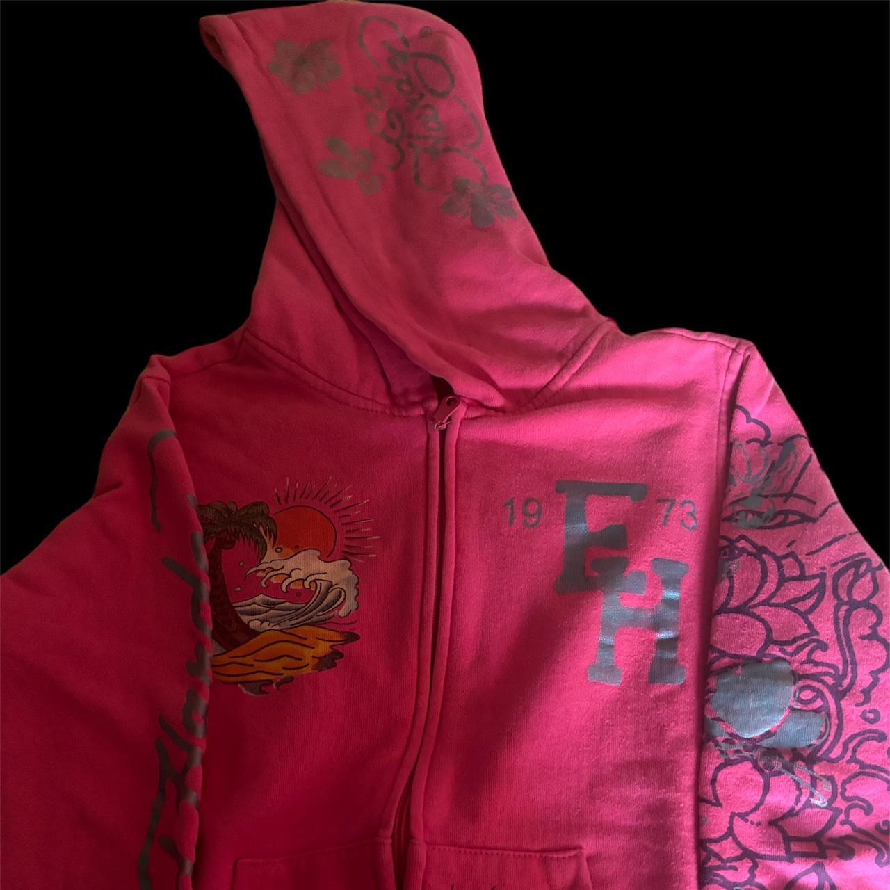 Ed Hardy Tiger Roar Zip Up Hoodie - Pink | Fashion Nova