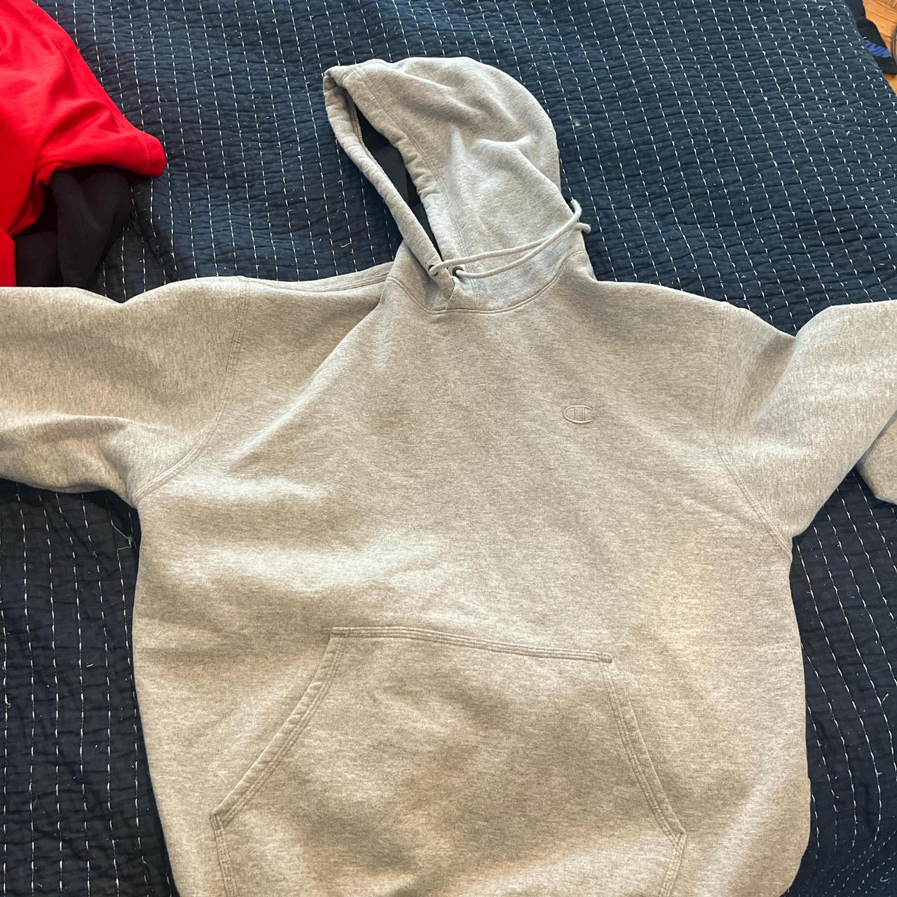 Grey Champion hoodie Black on the inside Keeps you... - Depop