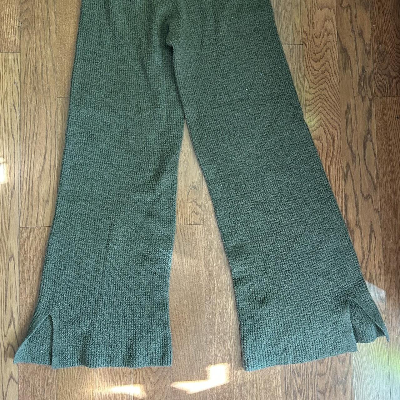 Aerie wide legged cozy knit pants. Size XS. Green... - Depop