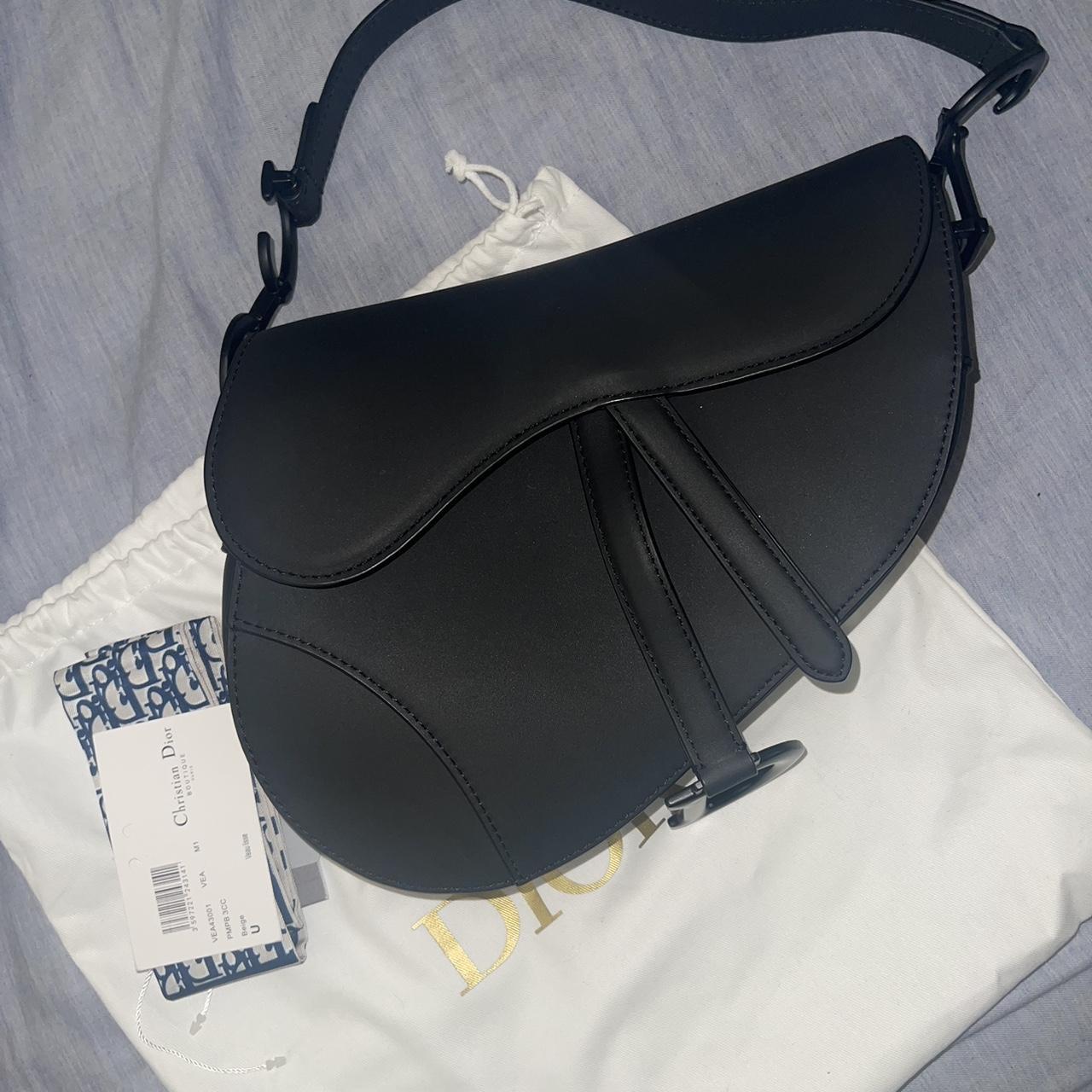Christian Dior Matte black saddle bag. Worn twice,... - Depop