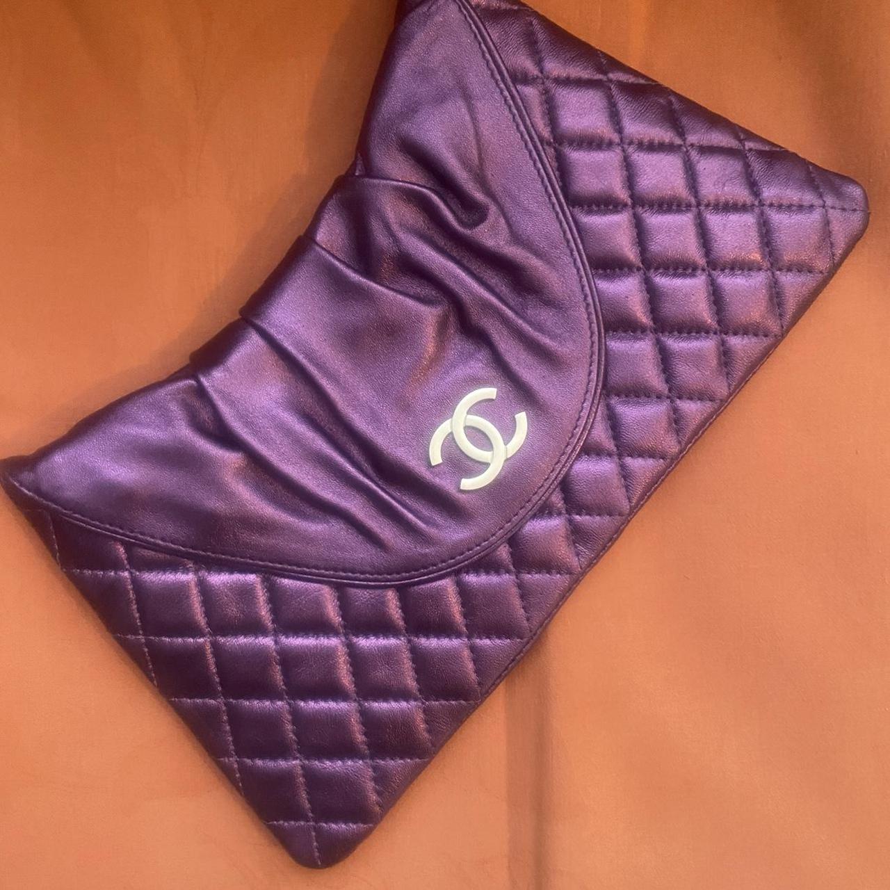 Chanel clutch! Beautiful metallic purple Clutch.... Depop