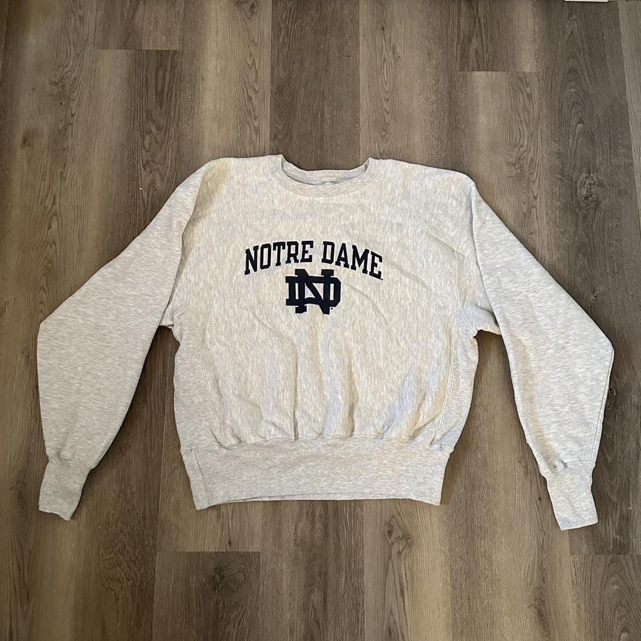 Vintage 80s Notre Dame Champion reverse weave true... - Depop