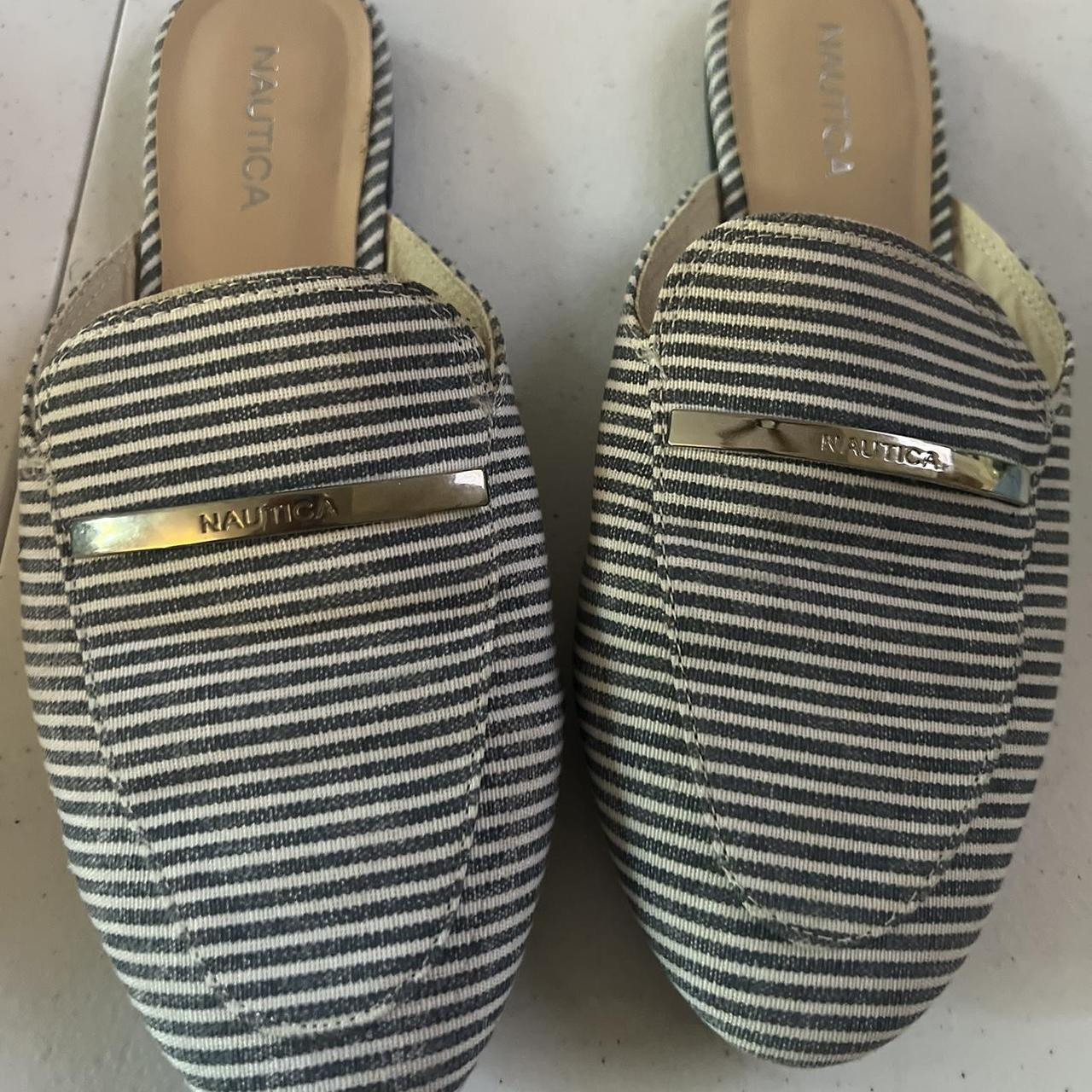 Nautica Nautical high quality Blue & White Striped 7.5 Mule Shoes