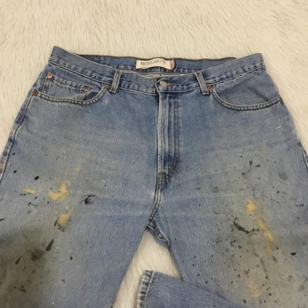 Levi’s 505 distressed regular fit denim jeans size... - Depop