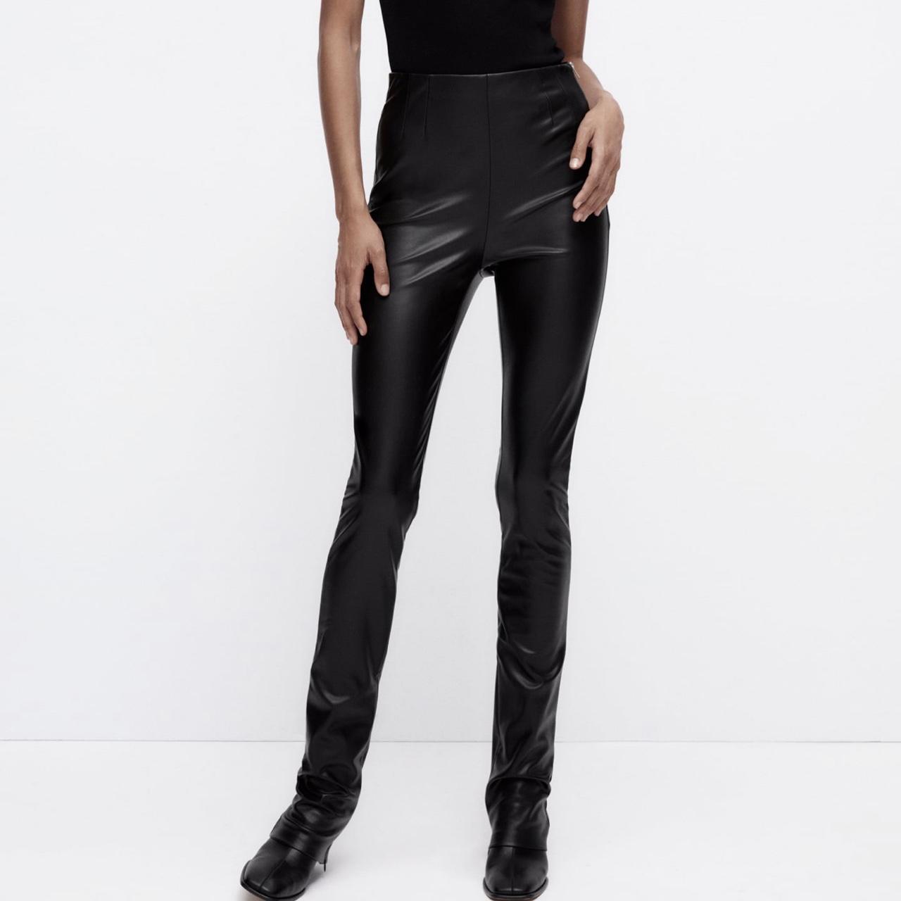 Extra long faux leather leggings best sale