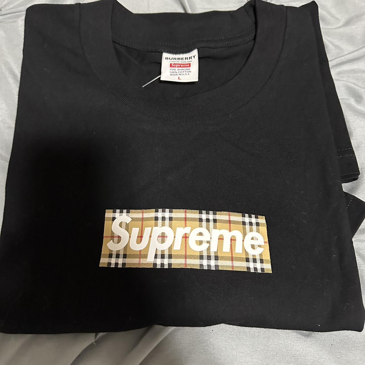 Supreme Burberry Box Logo Tee , Black, size L, only...