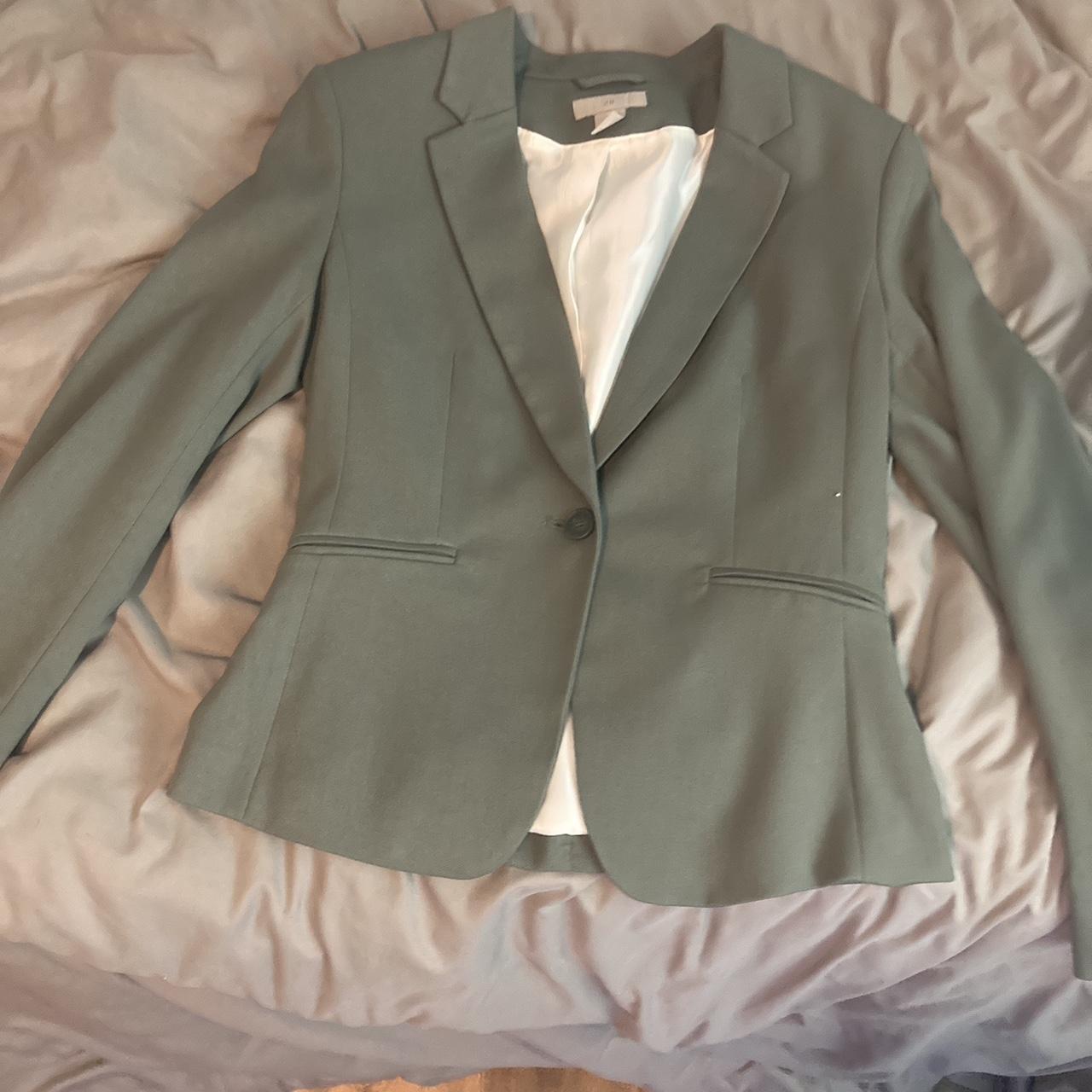h&m seafoam grayish blazer (s) no stains or rips Depop