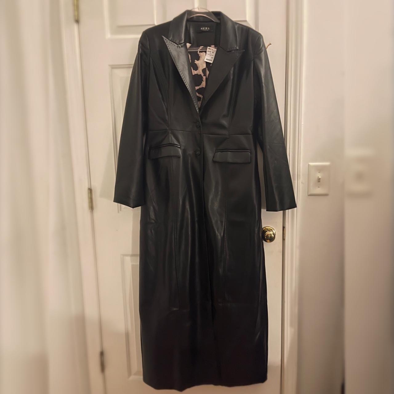 Brand new Leather trench coat with leopard printed... - Depop