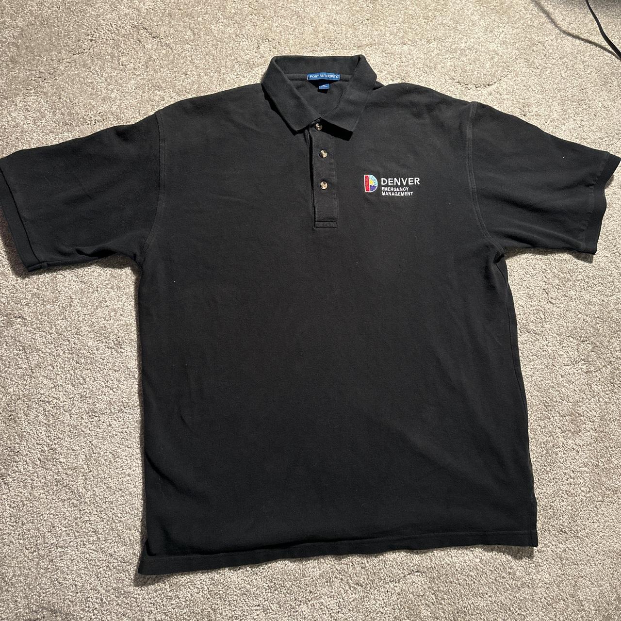 Rare XL port authority polo Minimal branding saying... - Depop