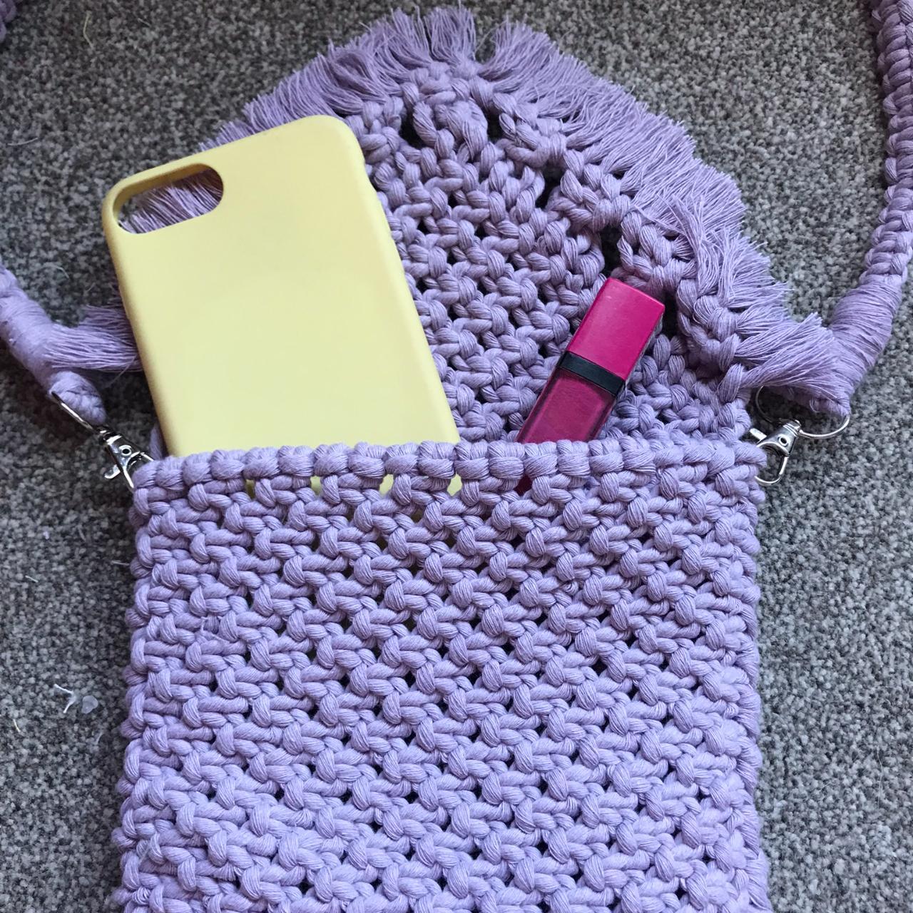 Handmade Macrame bag. Made with 100% cotton cord in... - Depop