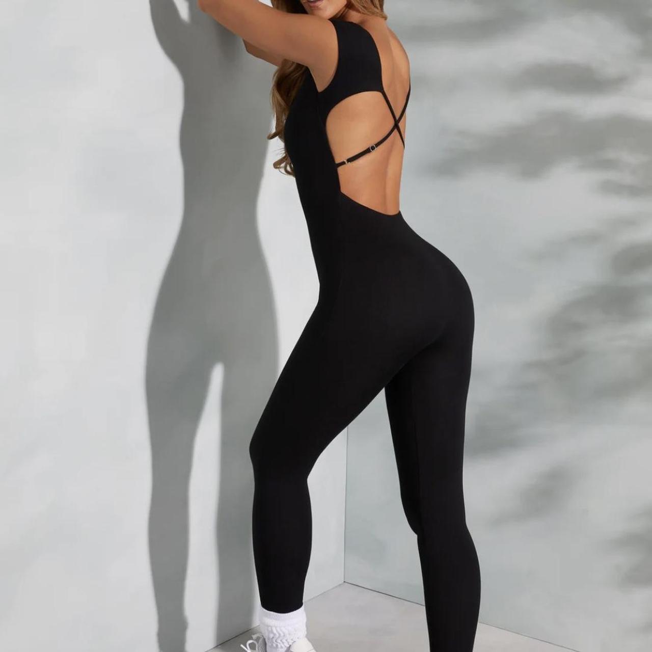 oh polly Open Back Scoop Neck Jumpsuit in Black Depop