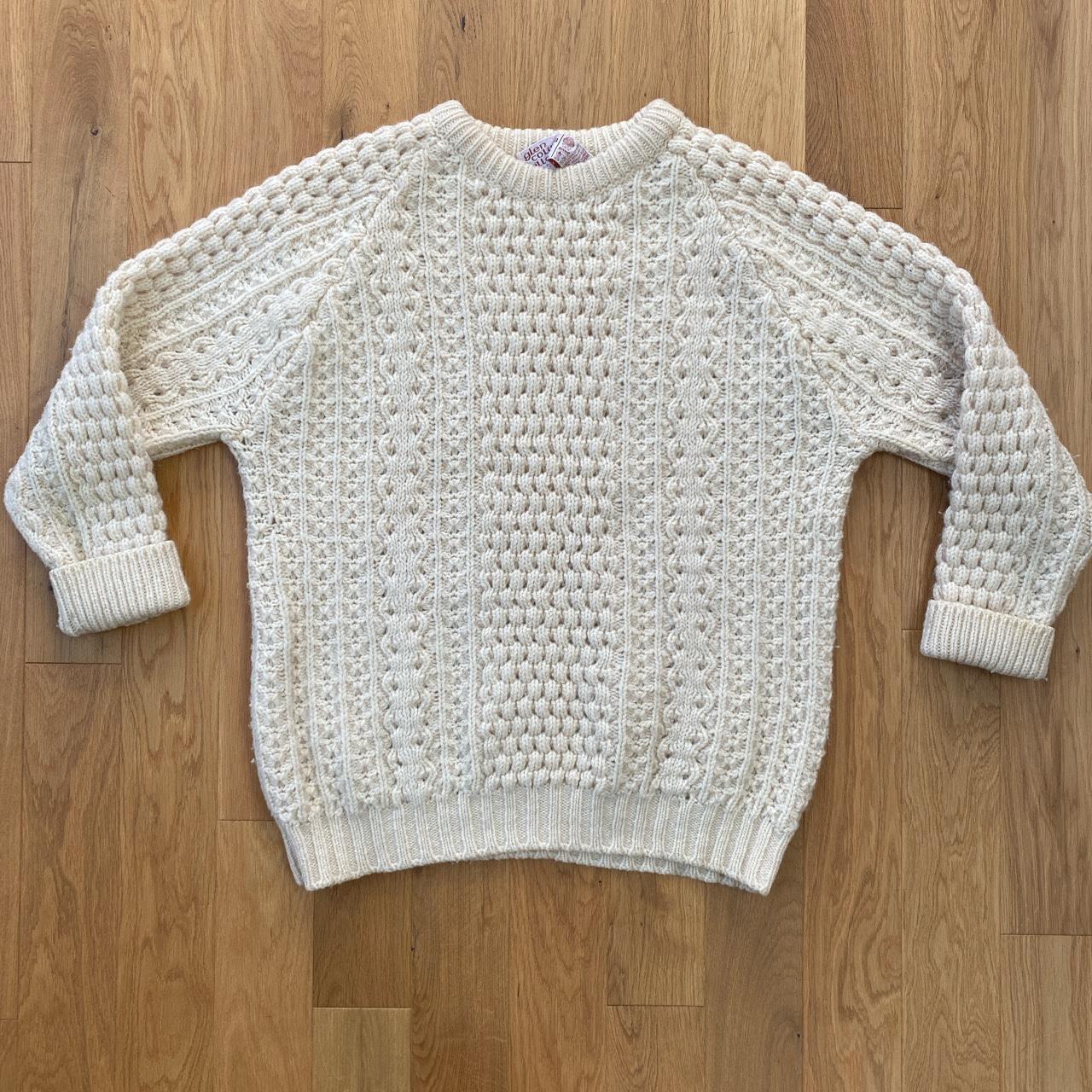 Vintage cream wool chunky sweater made in Ireland,... - Depop