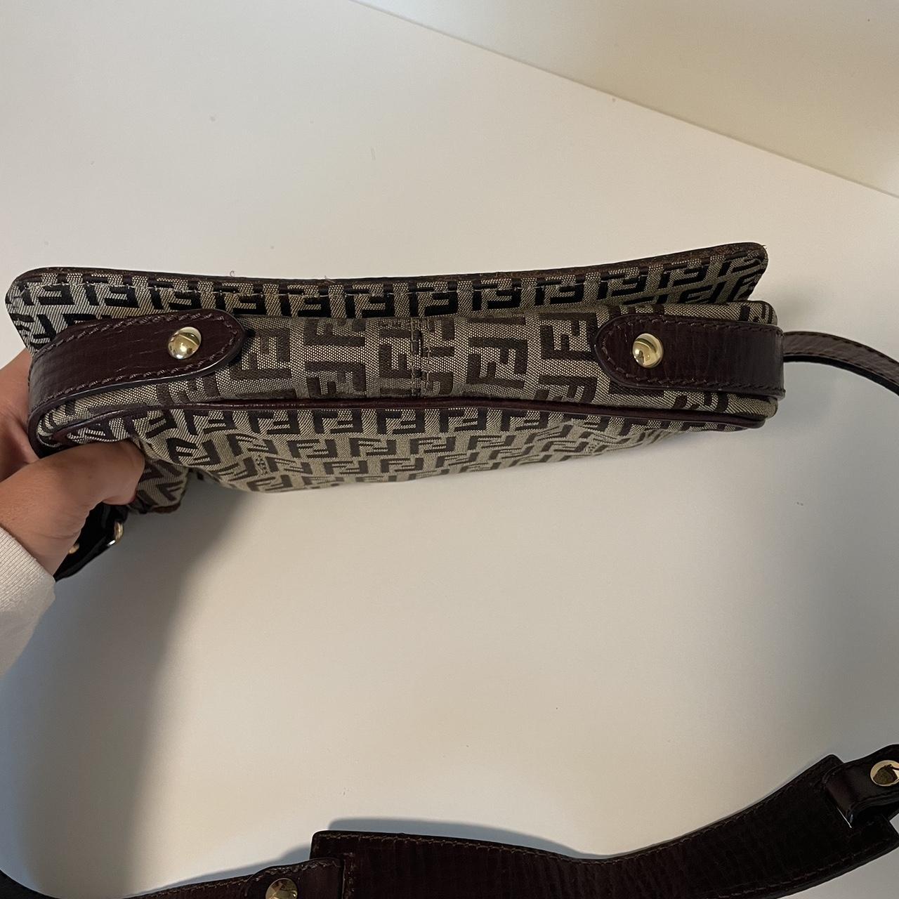 She's a Fendi Leather-Trimmed Zucchino Pochette - Depop