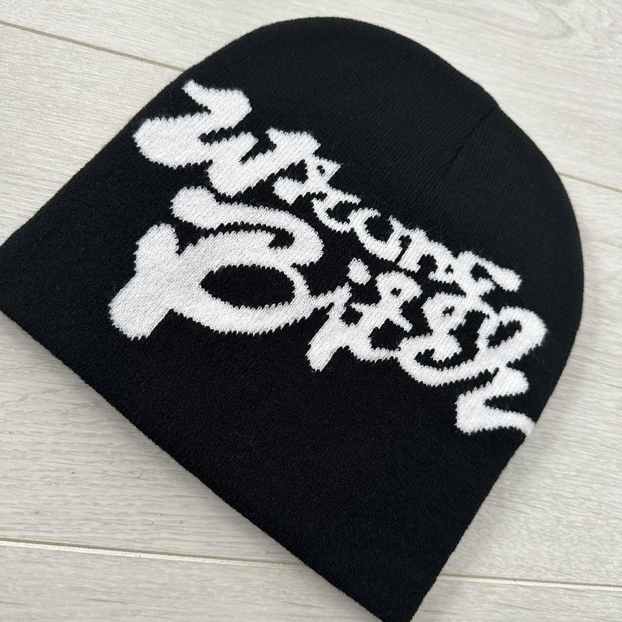 BLACK AND WHITE WRONG BEANIE BRAND NEW ONE SIZE... - Depop