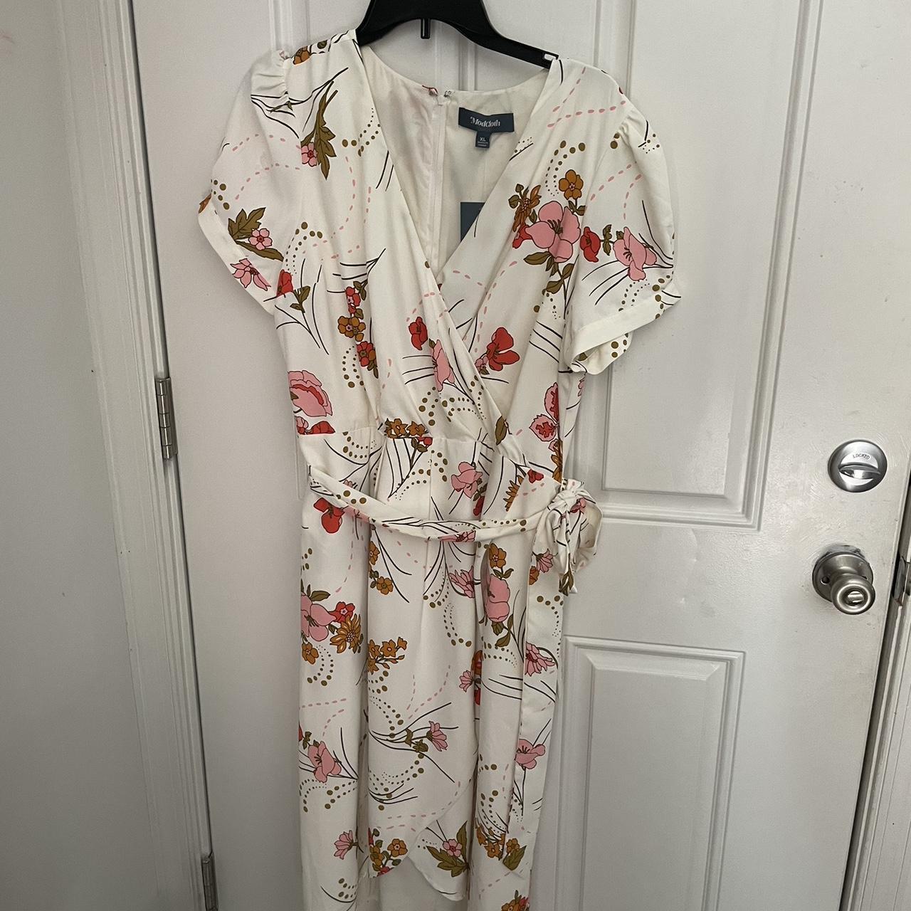 White Floral Wrap Dress. Never Worn. Size - Depop