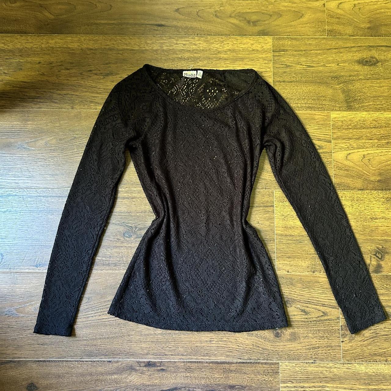 Black longsleeve spider knit top by Mudd. Whole... - Depop