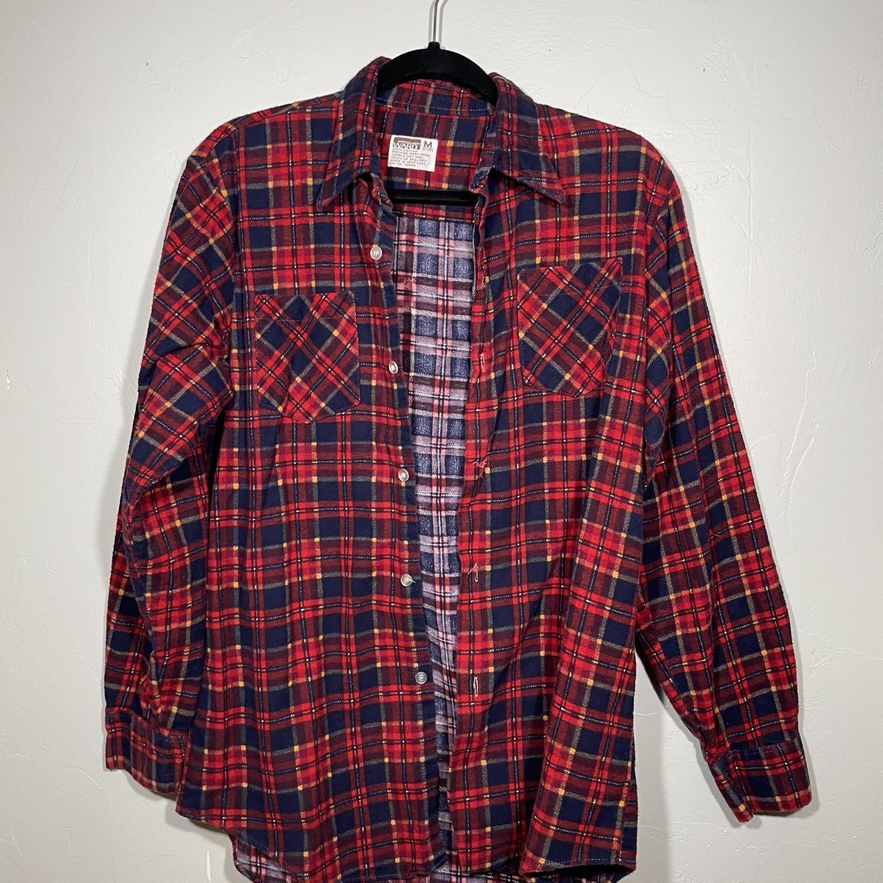 Vintage Montgomery Ward Unisex Red Flannel Size M - Depop