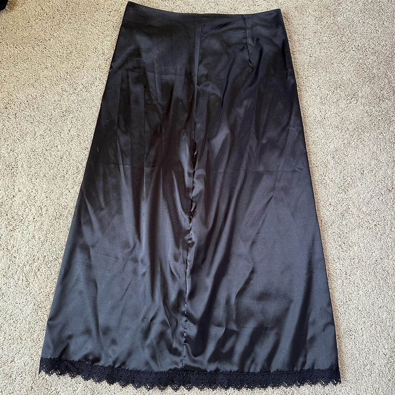 medium black satin pencil skirt (unsure of the bran... - Depop