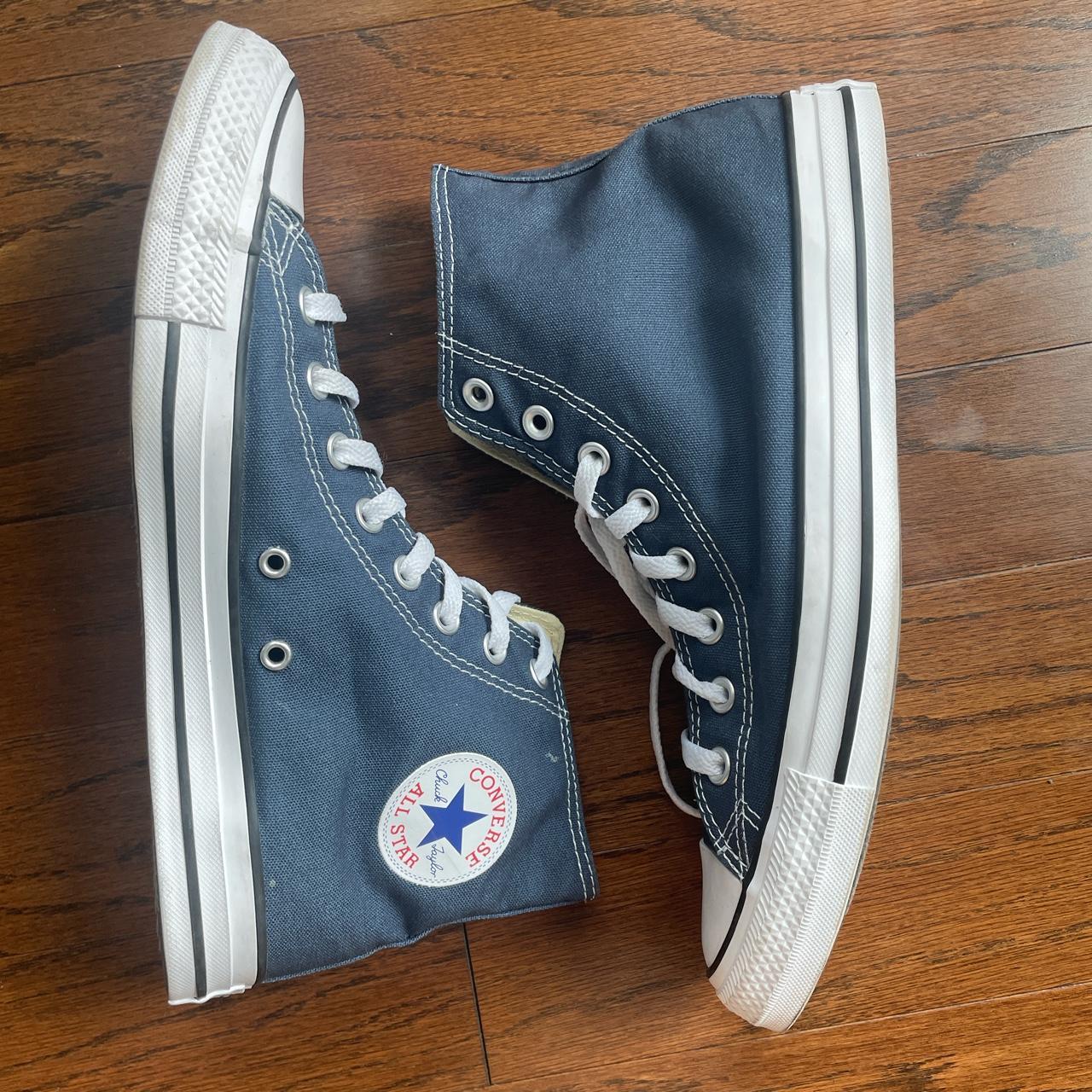 Navy blue store converse trainers