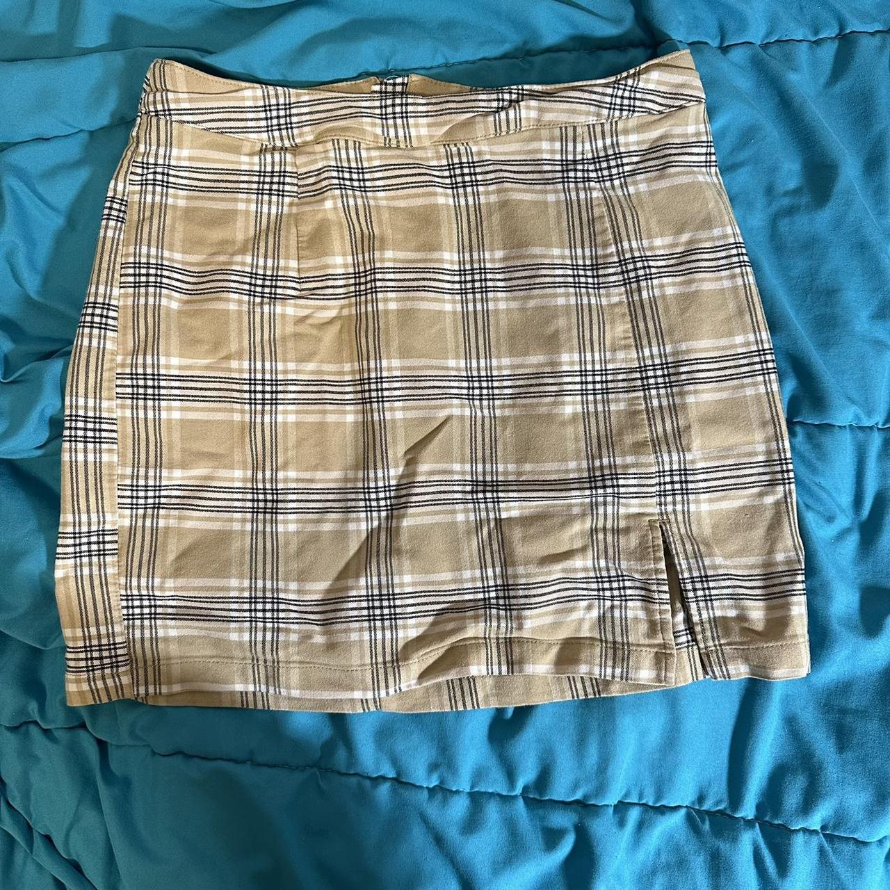 cute plaid skirt with slit ! - size small - no... - Depop