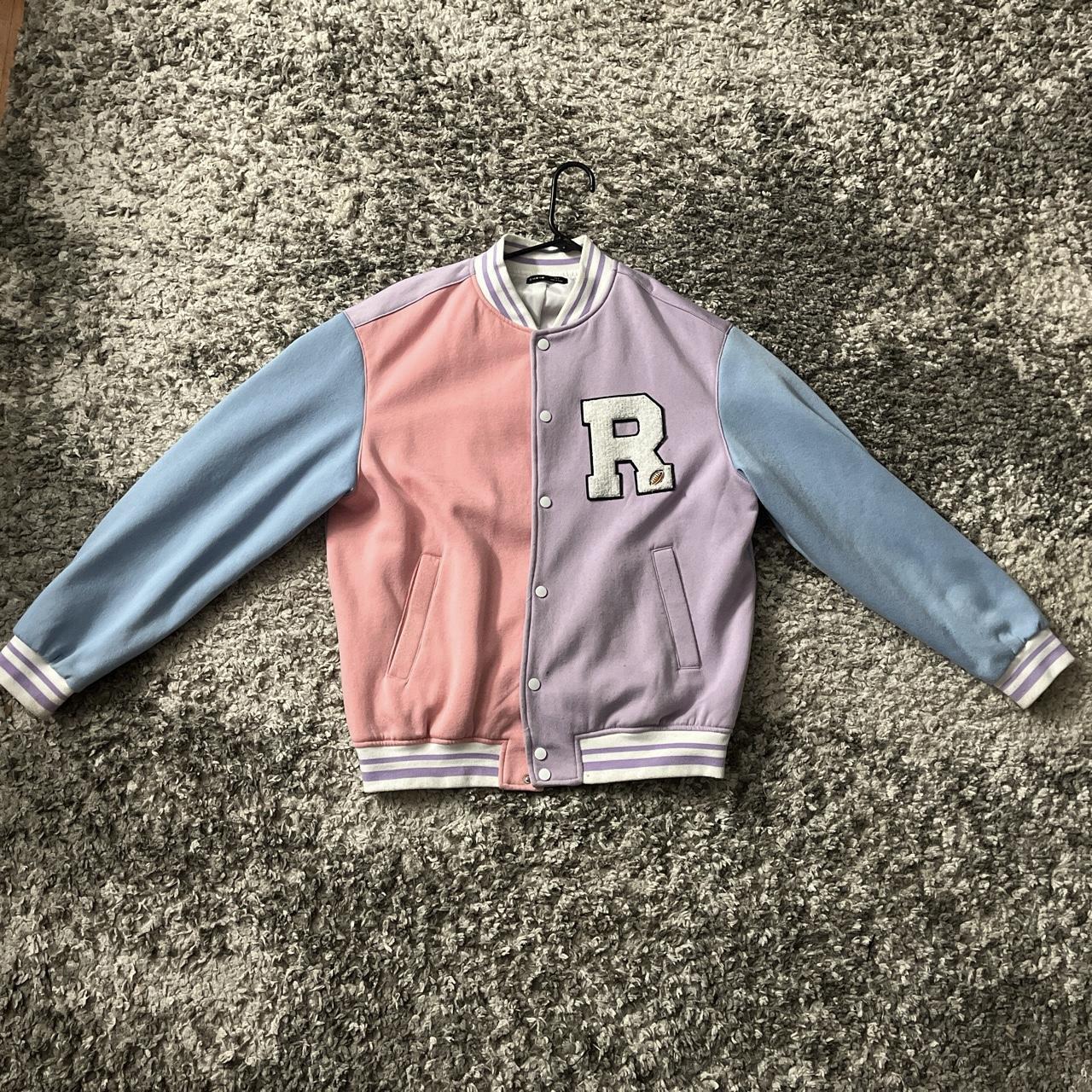 pink varsity jacket shein