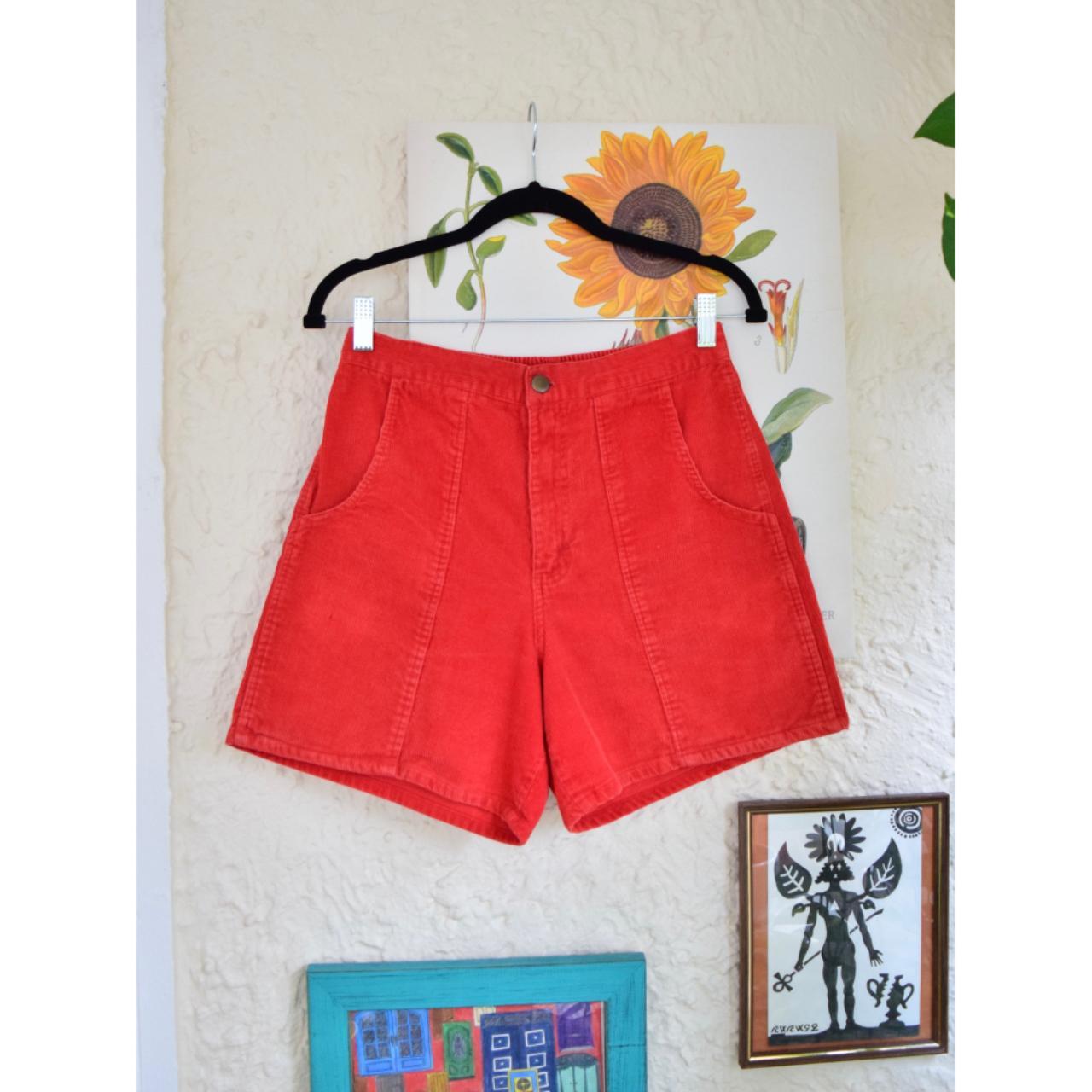 80s red corduroy high waisted shorts (28”) brand Depop