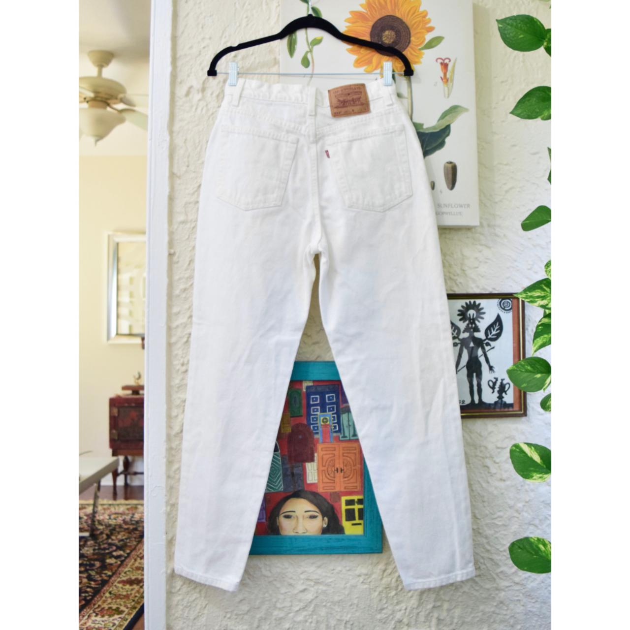 90s Levis white denim high waisted jeans... - Depop