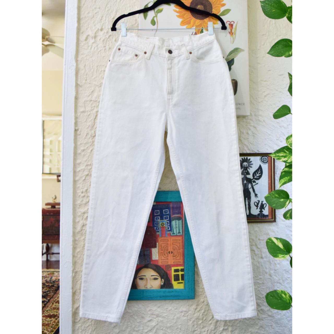 90s Levis white denim high waisted jeans... - Depop