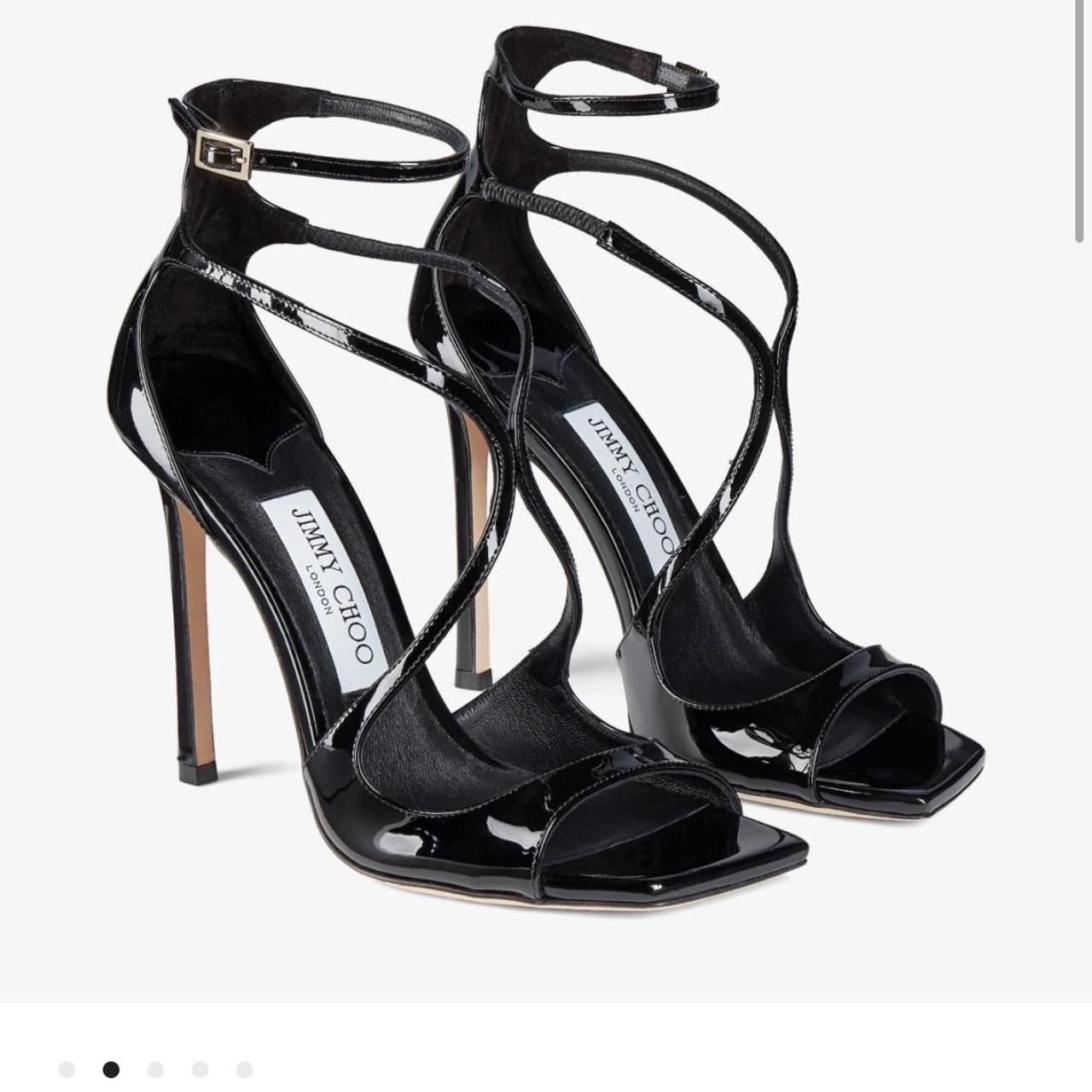Black Patent Leather Sandals | AZIA 95 | Spring 2022 Collection | JIMMY CHOO